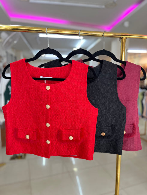 Button Down Tweed Vest